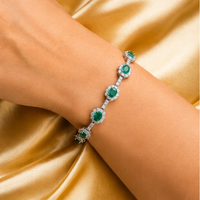 Emerald and diamond bracelet from the LeeBrant collection