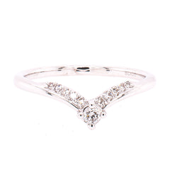 14K White Gold Diamond Chevron Overlaped Wedding Band, view 1