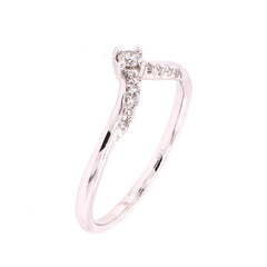14K White Gold Diamond Chevron Overlaped Wedding Band, view 2