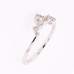 14K White Gold Scattered Diamond Chevron Wedding Band, view 2