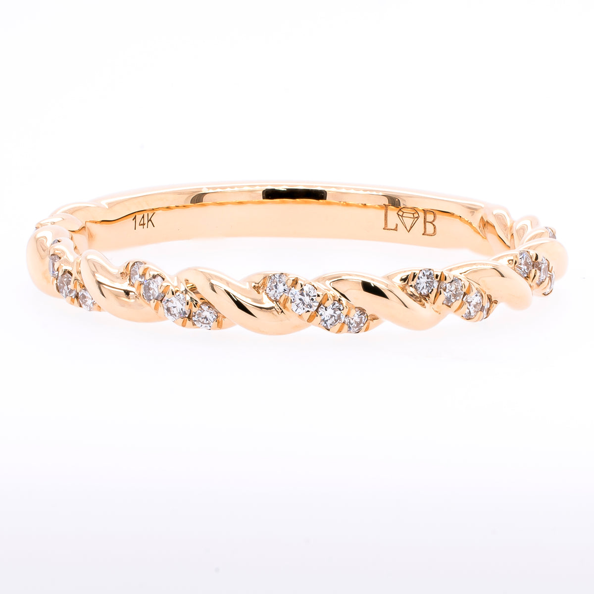14K Yellow Gold Diamond Twisted Diamond Engagement Band