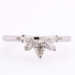 14K White Gold Multi-Cut Diamond Chevron Wedding Band | .33 CTW, view 1
