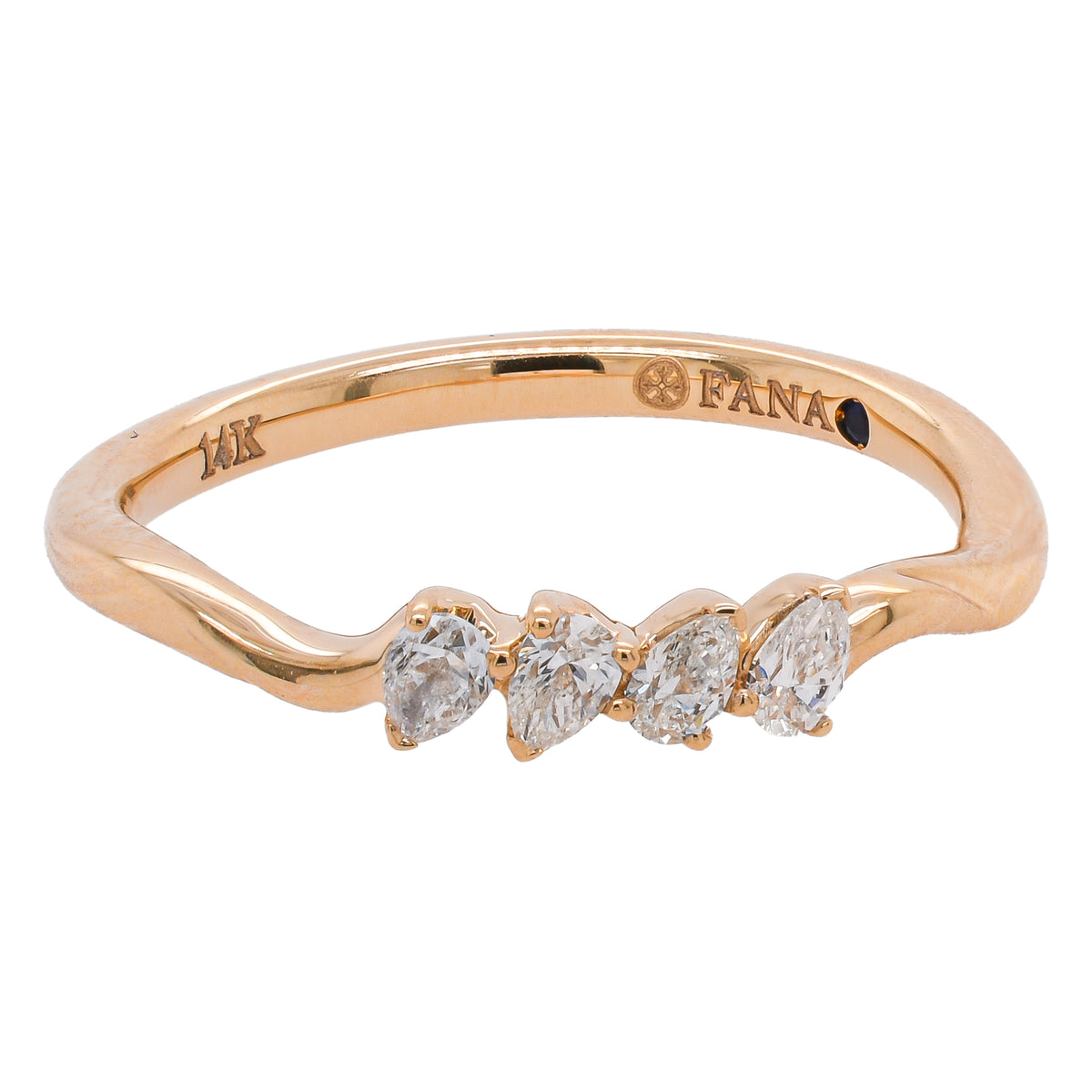 14K Yellow Gold Four Pear Diamond Wedding Band