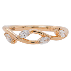 14K Yellow Gold Flower Vine Diamond Wedding Band, view 1