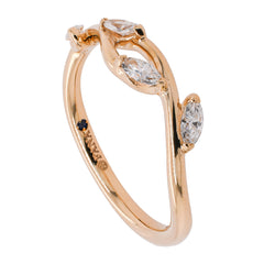 14K Yellow Gold Flower Vine Diamond Wedding Band, view 2