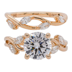 14K Yellow Gold Flower Vine Diamond Wedding Band, view 5