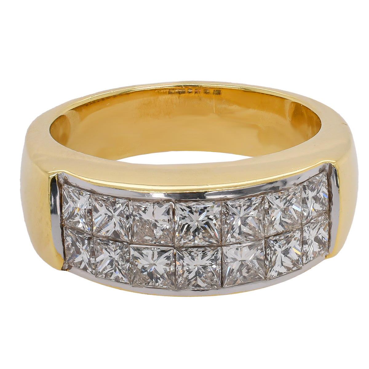 18K Yellow Gold Invisible-Set Princess Diamond Band | 1.51 CTW