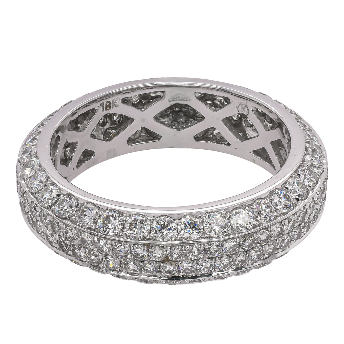 18K White Gold Pavé Diamond Wedding Band | 2.30 CTW