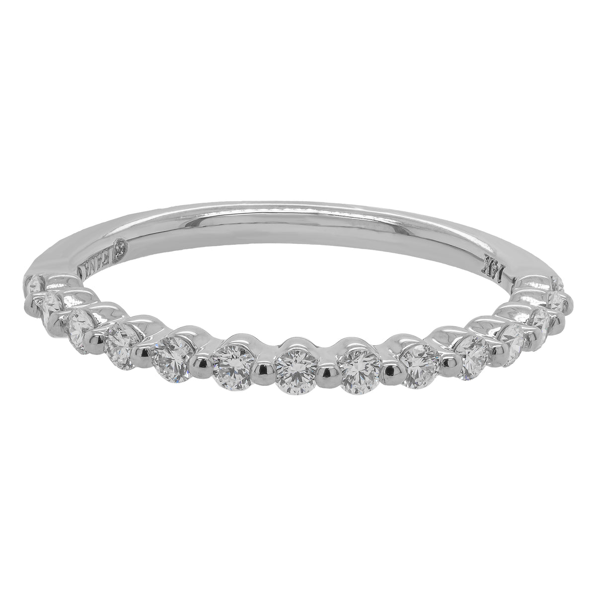 14K White Gold Single Shared Prong Natural Diamond Wedding Band | 0.28 CTW