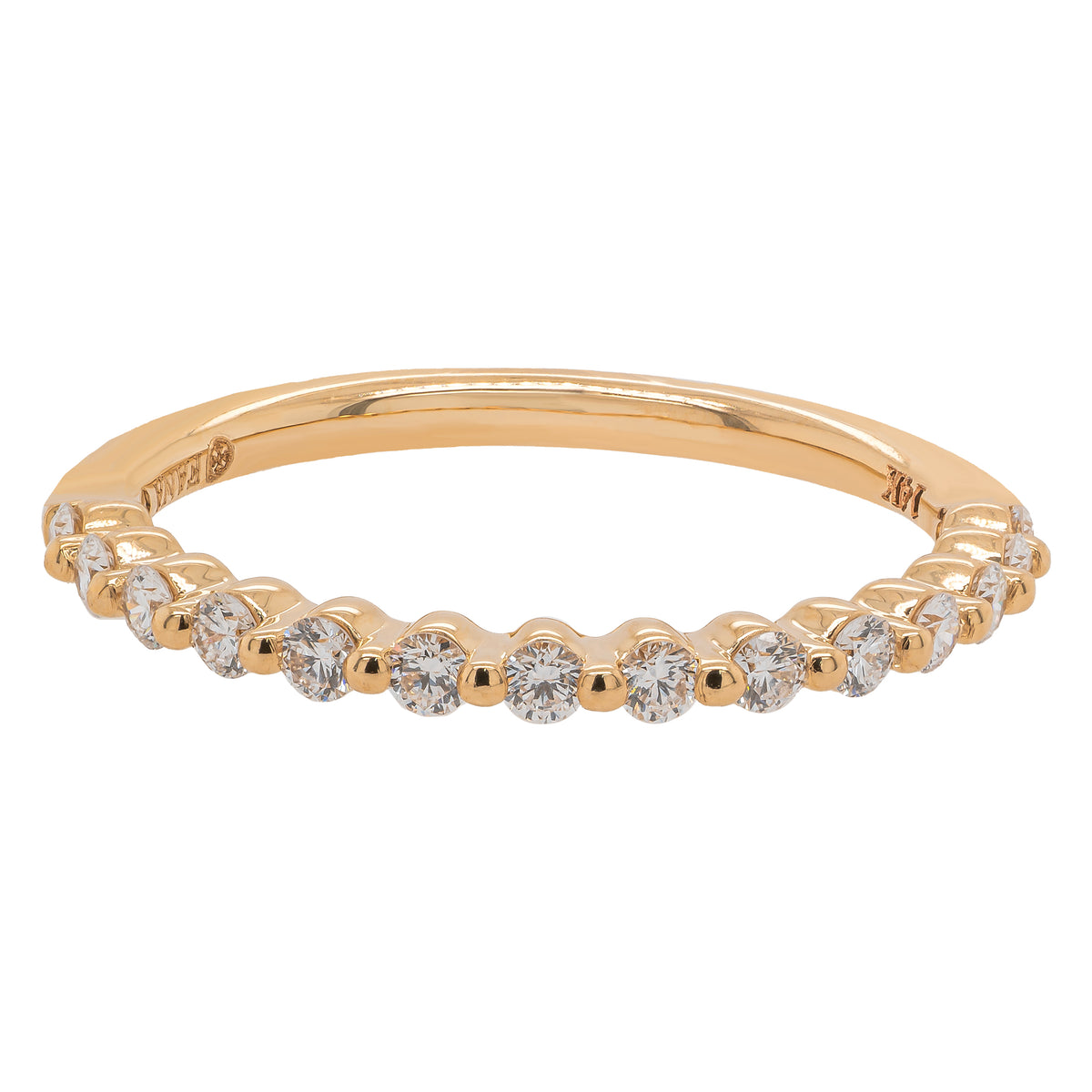 14K Yellow Gold Single Shared Prong Natural Diamond Wedding Band | 0.28 CTW