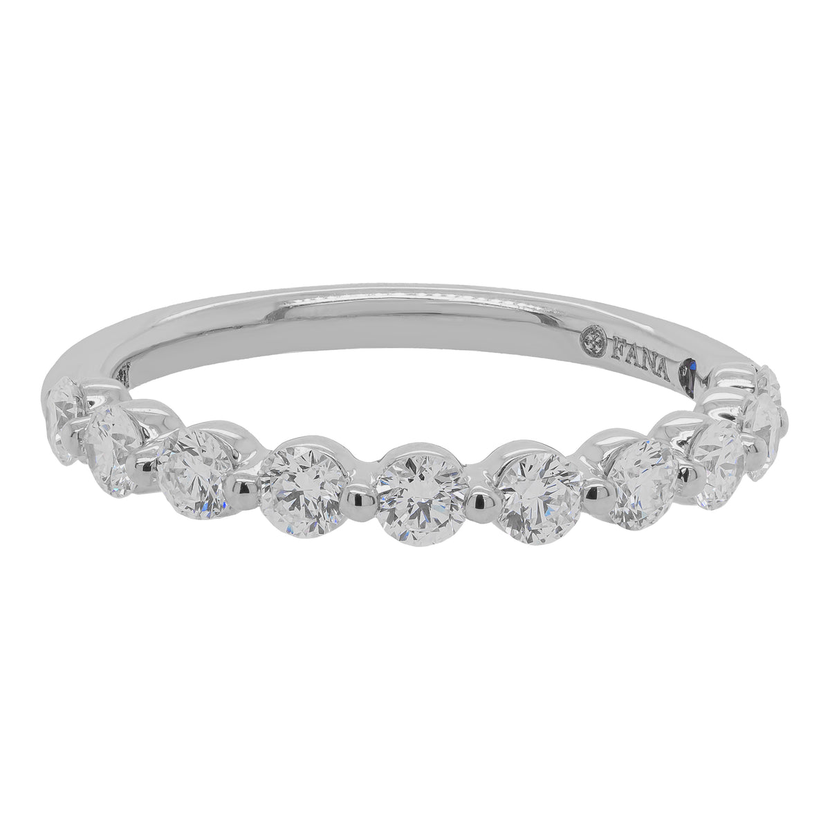 14K White Gold Single Shared Prong Natural Diamond Wedding Band | 0.61 CTW