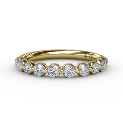 14K Yellow Gold Single Shared Prong Natural Diamond Wedding Band | 0.61 CTW, view 2