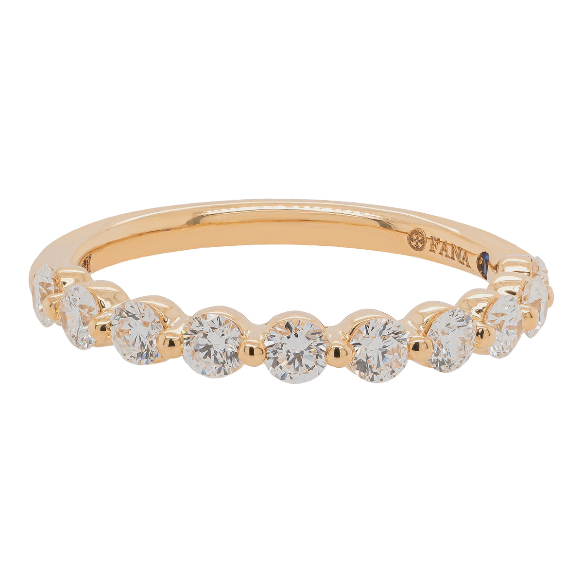 14K Yellow Gold Single Shared Prong Natural Diamond Wedding Band | 0.61 CTW