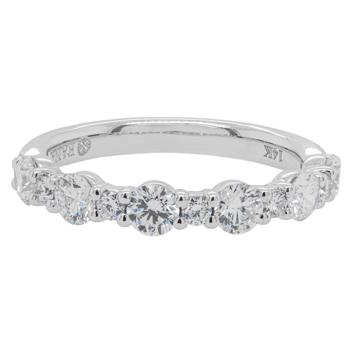 14K White Gold Small and Medium Natural Diamond Wedding Band | 0.92 CTW