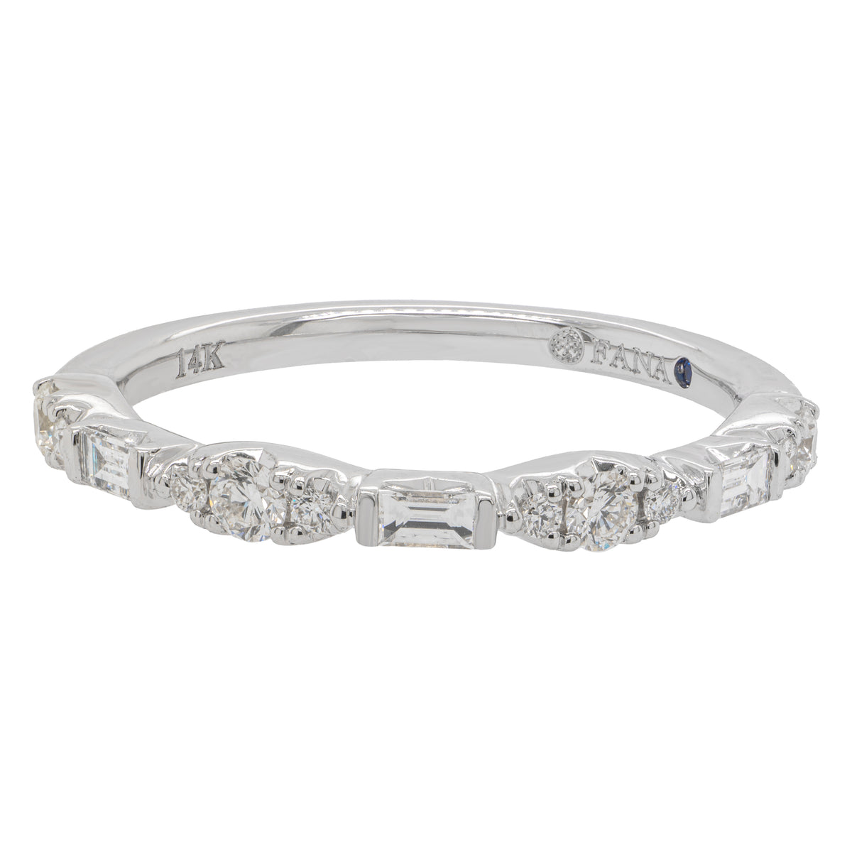 14K White Gold Emerald and Diamond Cluster Wedding Band | 0.299 CTW