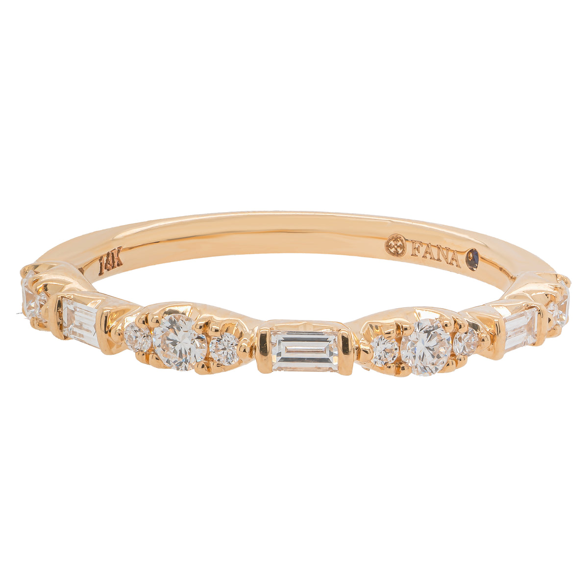 14K Yellow Gold Emerald and Diamond Cluster Wedding Band | 0.299 CTW
