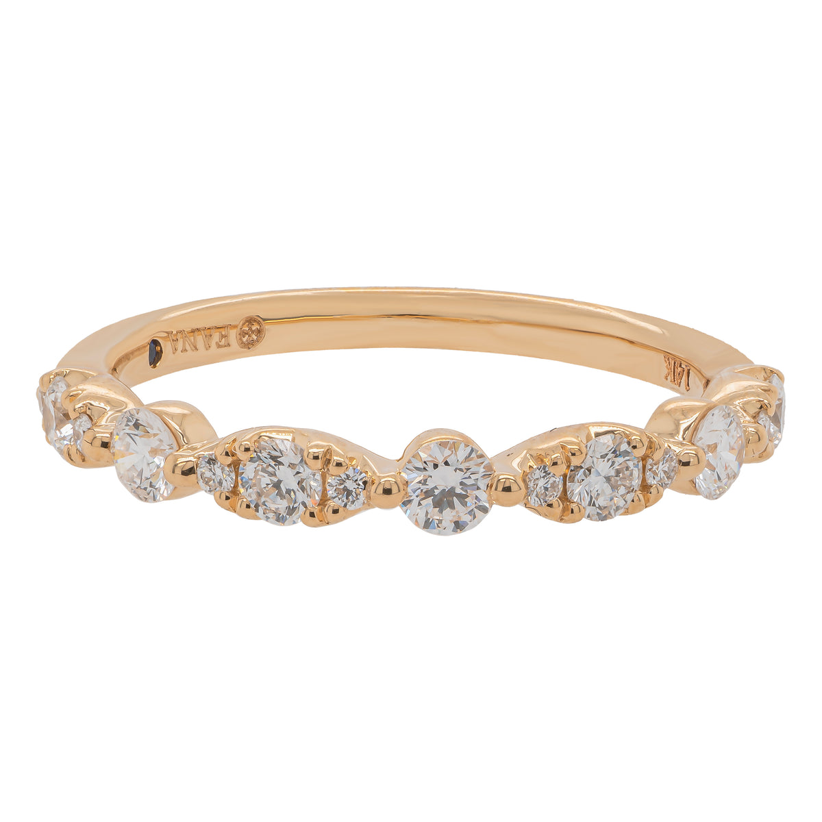 14K Yellow Gold Round and Custer Natural Diamond Wedding Band | 0.452 CTW