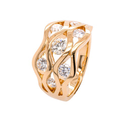 18K Yellow Gold Diamond Wave Wide Band | 1.04 CTW, view 2