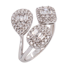 18K White Gold Toi et Moi Diamond Ring with Baguettes, view 2