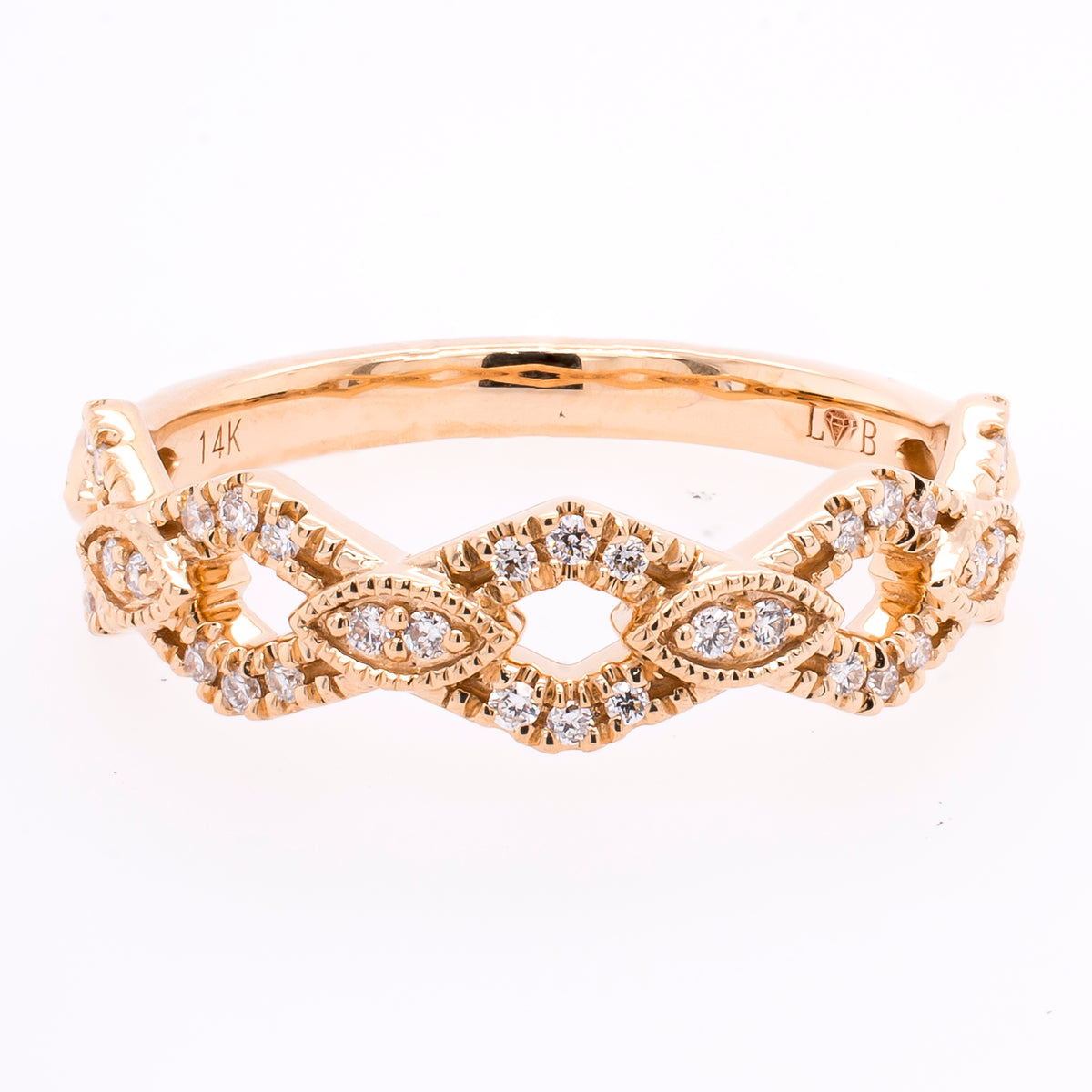 14K Yellow Gold Geometric Diamond Stackable Wedding Band | 0.20 CTW
