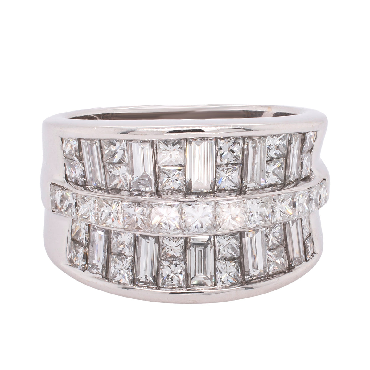 18K White Gold Inverted Diamond Crown Ring