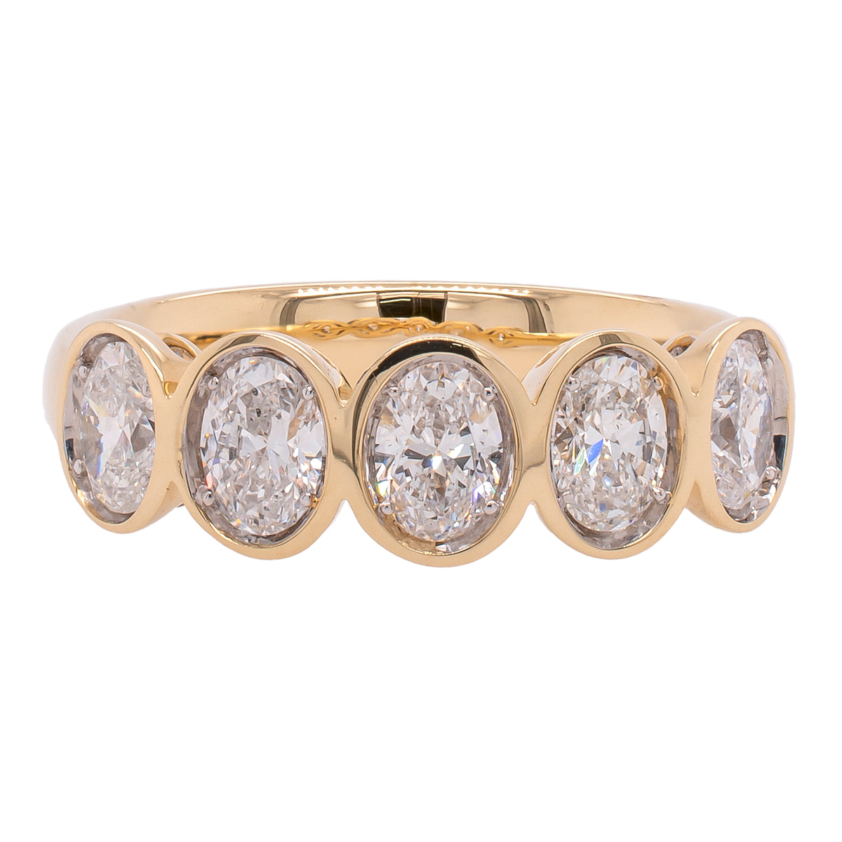 14K Yellow Gold 5-Stone Oval Diamond Ring