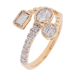 14K Yellow Gold Multi-Cut Diamond Bypass Fashion Ring | 0.88 CTW, view 2