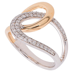 14K White and Yellow Gold Diamond Loop Fashion Ring, view 2