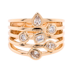 14K Yellow Gold Shape Diamond Stacked Fashion Ring, view 1