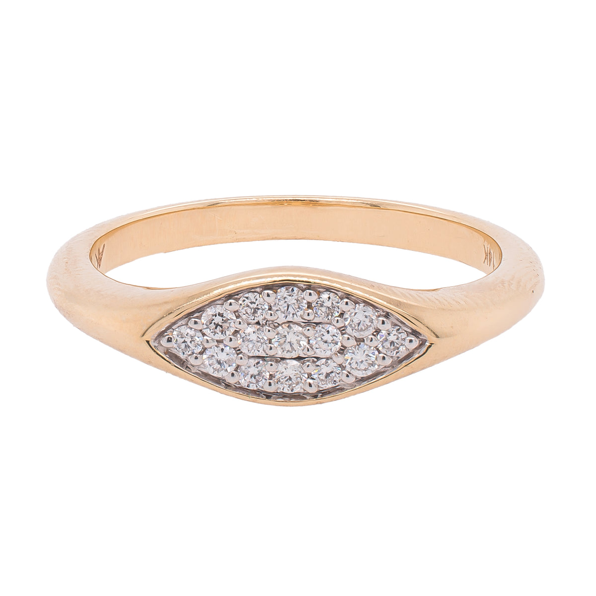 14K Yellow Gold Diamond Double Pointed Teardrop Ring, 0.14 CTW