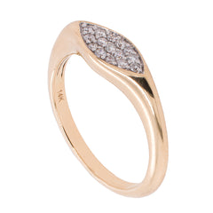 14K Yellow Gold Diamond Double Pointed Teardrop Ring, 0.14 CTW, view 2