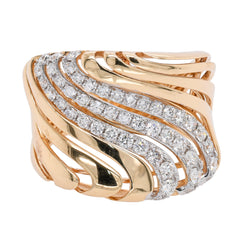 14K Yellow Gold Diamond Wave Fashion Ring, view 1