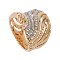14K Yellow Gold Diamond Wave Fashion Ring, view 2