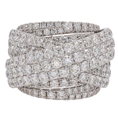 18K White Gold 9 Row Diamond Crossover Fashion Ring, view 1