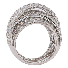 18K White Gold 9 Row Diamond Crossover Fashion Ring, view 2