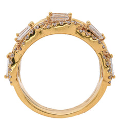 18K Yellow Gold Double Twist Baguette Diamond Ring, view 2