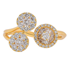 18K Yellow Gold Diamond Three Stone Bypass Ring | 0.69 CTW Natural Diamonds, view 1