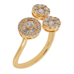 18K Yellow Gold Diamond Three Stone Bypass Ring | 0.69 CTW Natural Diamonds, view 2