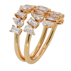 18K Yellow Gold Mixed-Cut Diamond Wrap Ring, view 2