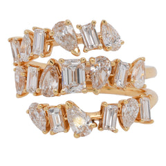 18K Yellow Gold Mixed-Cut Diamond Wrap Ring, view 1