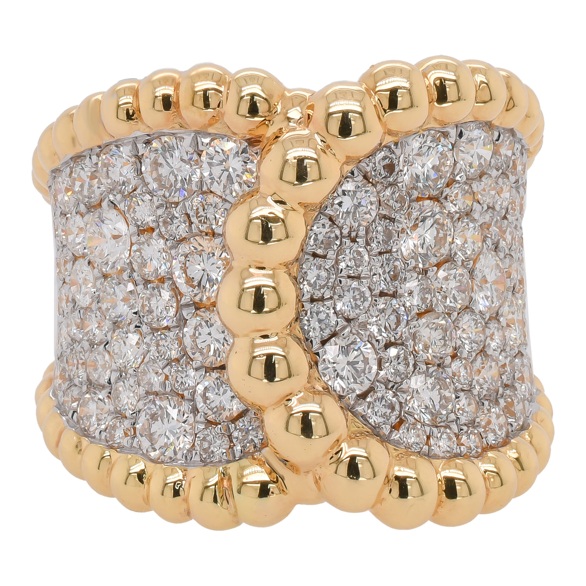 18K Yellow & White Gold Overlapping Diamond Ring