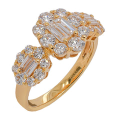 18K Yellow Gold Three Diamond Cluster Ring | 1.51 CTW G/SI, view 2