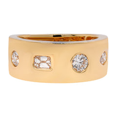 18K Yellow Gold Flush Set Diamond Cigar Band Ring | 0.65 CTW, view 1