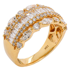 18K Yellow Gold 5-Row Multi-Cut Diamond Ring | 1.73 CTW G/SI, view 2