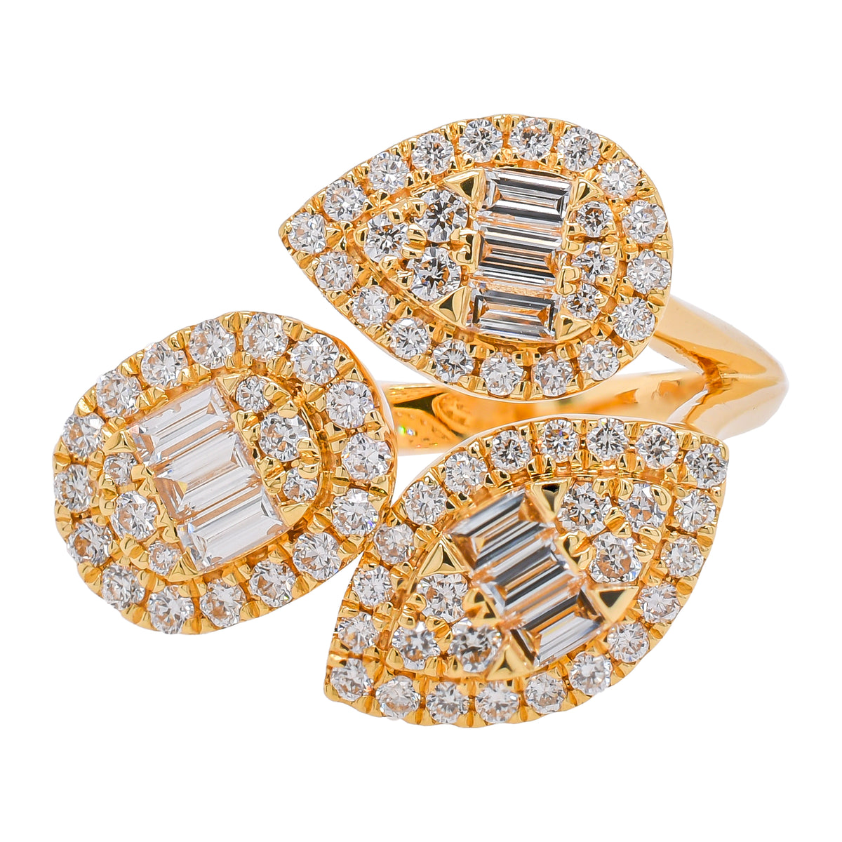 18K Yellow Gold Multi-Shape Diamond Halo Ring | 0.82 CTW G/SI Diamonds