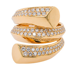 18K Yellow Gold Diamond Knife Edge Pave Wrap Ring, view 2