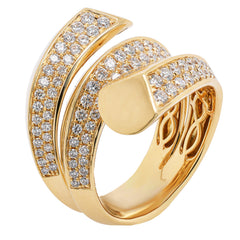 18K Yellow Gold Diamond Knife Edge Pave Wrap Ring, view 1