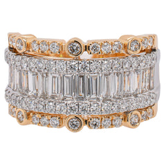 18K Yellow Gold 5-Row Diamond Ring | 1.50 CTW G/SI, view 1