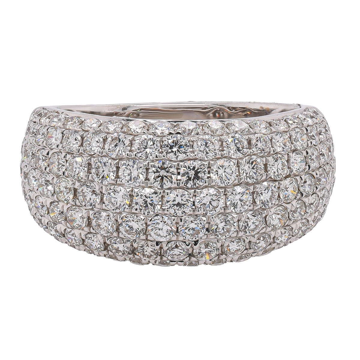 18K White Gold Pave 10mm Wide Diamond Ring 2.11ctw