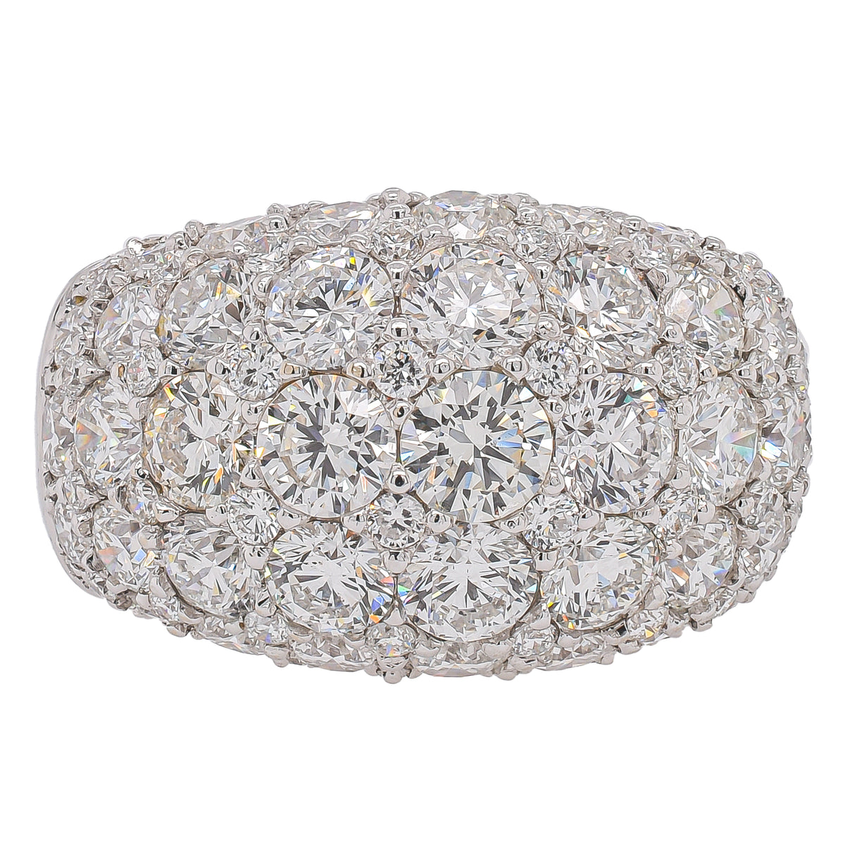 18K White Gold Bubble Diamond Prong Set Fashion Ring